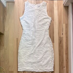 Badgley Mischka White Halter Sheath Mini Dress